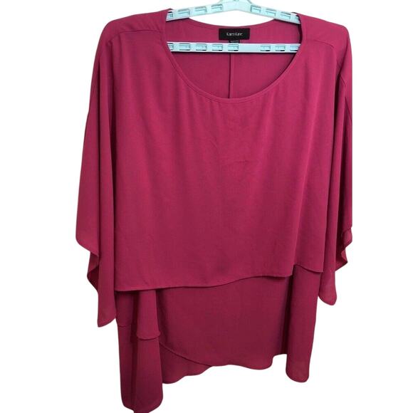 Karen Kane Bright Hot Pink Top Boho Flowy Fairy Arms Tiered Blouse Sz 3x Summer - Picture 1 of 5